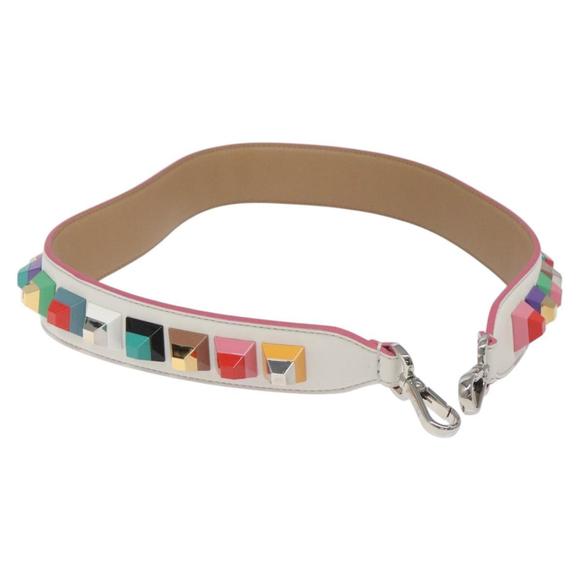 FENDI Shoulder Strap Leather White Multicolor Auth MY144V - Picture 1 of 9